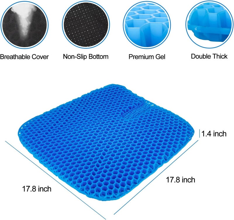TONINT Large Gel Seat Cushion for Long Sitting With Non-Slip Cover,Soft & Breathable,Chair Cushion,Car seat Cushion,Office seat Cushion,Seat Cushion for Desk Chair,Wheelchair Cushion (Blue, Large Size) - Image 3